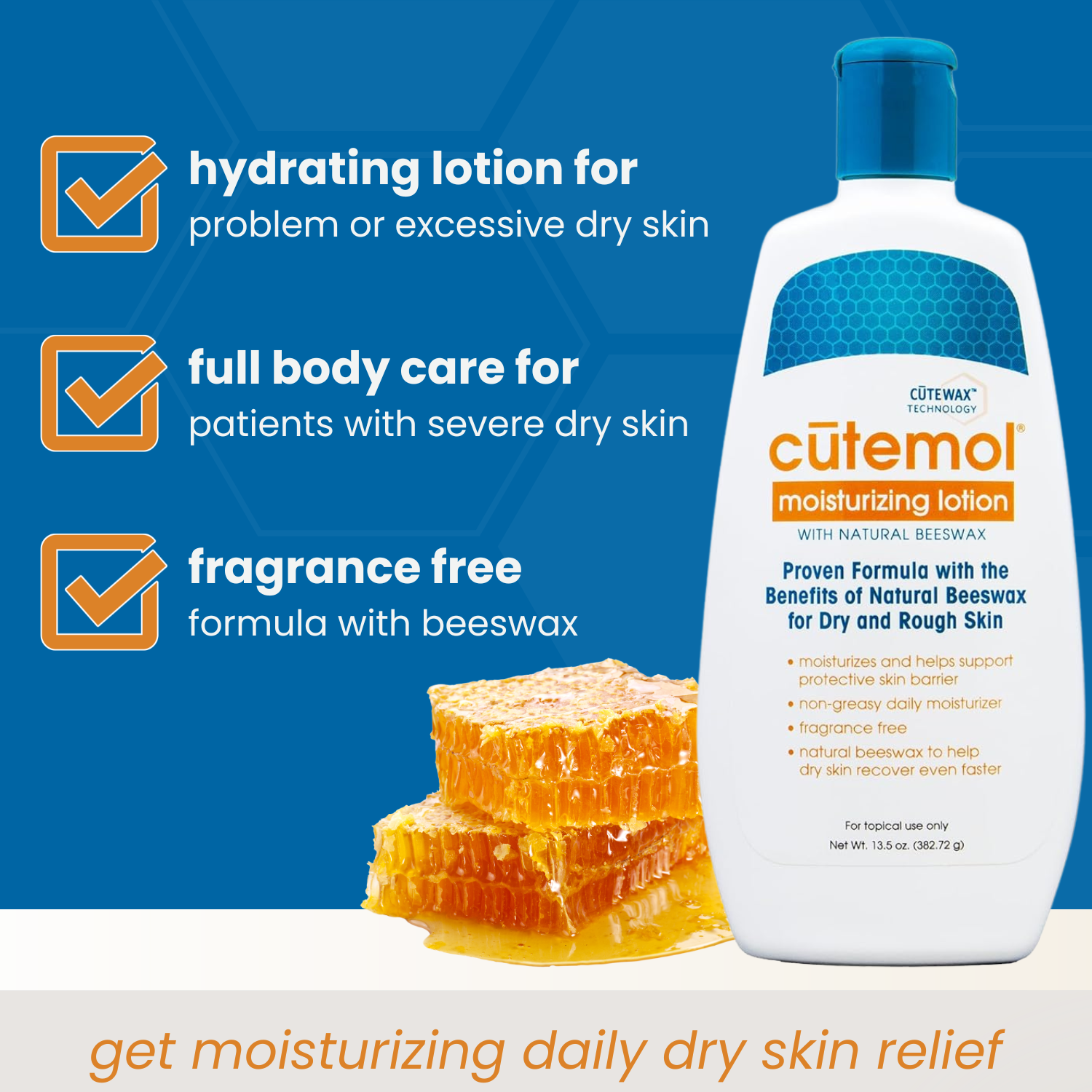 Cutemol Moisturizing Lotion - Daily Hydration for Problem Dry Skin 13.5oz
